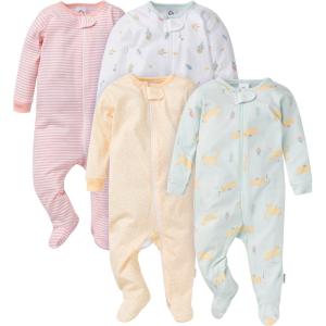 imageGerber Baby Girls 4 Pack Sleep N Play FootieLeopard