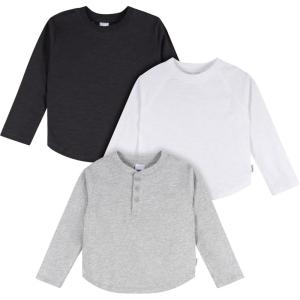 imageGerber BabyBoys 3Pack Long Sleeve ShirtsBlack  White  Gray