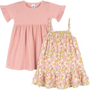 imageGerber Girls Toddler ShortSleeve and Sleeveless Dress SetRetro Floral