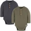 imageGerber Baby Boys 2Pack Bodysuits Charcoal Green 03 Months