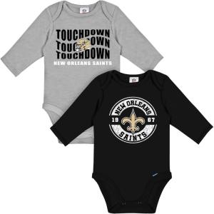 imageGerber NFL Unisex Baby Nfl 2pack Long Sleeve Onesie BodysuitSaints