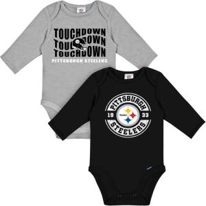 imageGerber NFL Unisex Baby Nfl 2pack Long Sleeve Onesie BodysuitSteelers