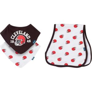 imageGerber Unisex Baby Nfl Team Bandana Bibs and Burp Cloth SetBrowns