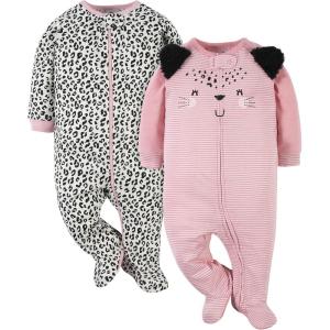 imageGerber babygirls 2pack Sleep N PlayLeopard Pink