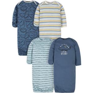 imageGerber unisexbaby Baby Boy and Girls 4pack Sleeper GownDinosaur Blue