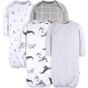 imageGerber unisexbaby Baby Boy and Girls 4pack Sleeper GownGrey Coastal