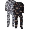 imageGerber babyboys 2pack Snug Fit Footed Cotton PajamasGrey Camo