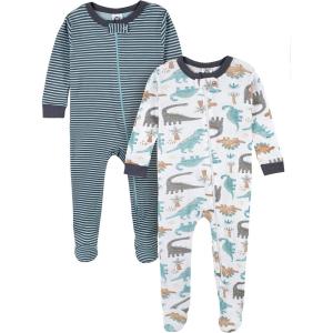 imageGerber babyboys 2pack Snug Fit Footed Cotton PajamasBlue