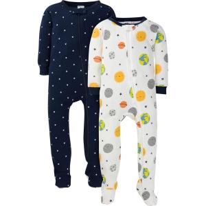 imageGerber babyboys 2pack Snug Fit Footed Cotton PajamasBlue Earth