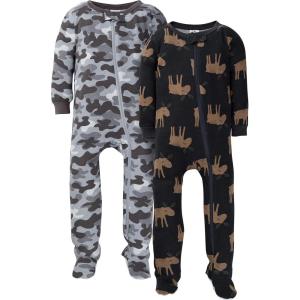 imageGerber babyboys 2pack Snug Fit Footed Cotton PajamasGrey Camo