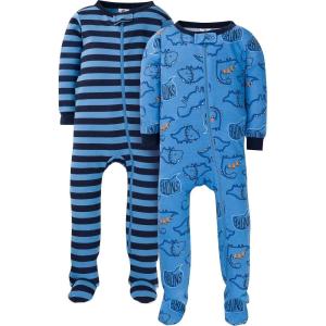 imageGerber babyboys 2pack Snug Fit Footed Cotton PajamasSleepy Blue Dino