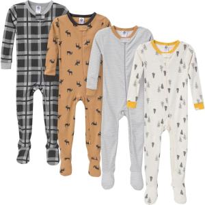 imageGerber babyboys Babyboys 4pack Footed PajamasMoose
