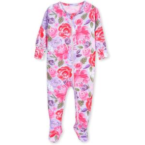imageGerber babygirls Toddler Butterysoft Snug Fit Footed Pajamas With Viscose Made With EucalyptusLilac Garden