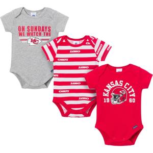imageGerber NFL babyboys Nfl 3pack Onesie BodysuitChiefs