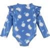 imageGerber BabyGirls Toddler Long Sleeve One Piece Rashguard SwimsuitBlue Daisies