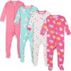 imageGerber Baby Girls Babygirls 4pack Footed PajamasUnicorns Cats Pink