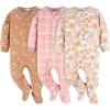 imageGerber babygirls Fleece Footed Pajamas 3packPink Floral