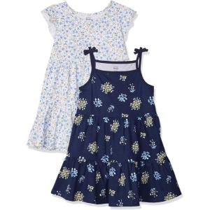imageGerber Baby Girls Toddler 2Pack Short Sleeve Cotton DressesBlue Floral