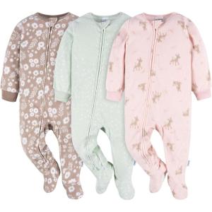 imageGerber babygirls Fleece Footed Pajamas 3packPink Deer