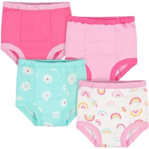imageGerber babygirls Infant Toddler 4 Pack Potty Training Pants UnderwearRainbow Turquoise and Pink