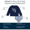 imageGerber BabyGirls Baby Toddler Long Sleeved Rashguard Swim Bathing Suit SetRash Guard SetPurple Floral Shell
