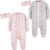 imageGerber babygirls 4piece Coveralls ampamp Headband SetsLeopard  Floral