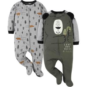 imageGerber Baby Boys 2Pack Sleep N Play PajamasBear Green