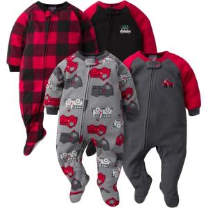 imageGerber Baby Boys 2Pack Sleep N Play PajamasFire Trucks and Plaid