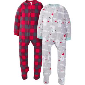 imageGerber Baby Boys 2Pack Sleep N Play PajamasFrosty Snowman Grey Toddler