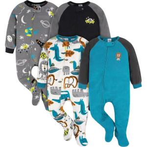 imageGerber Baby Boys 2Pack Sleep N Play PajamasGrey Space  Lion