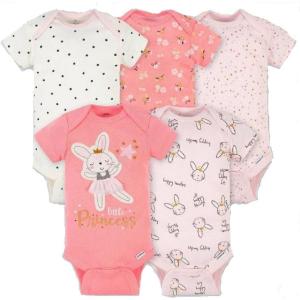 imageGerber Baby Girls 4Pack Short Sleeve Onesies Bodysuits 5 Pc Little Princess 69 Months