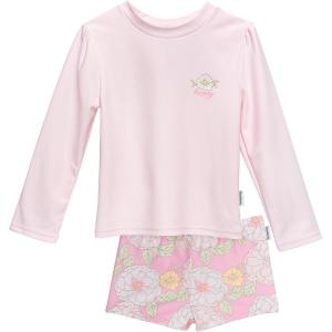 imageGerber BabyGirls Baby Toddler Long Sleeved Rashguard Swim Bathing Suit SetRash Guard SetPeonies