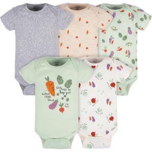imageGerber Unisex Baby 5Pack ShortSleeve OnesiesHappy Veggies