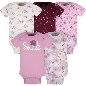 imageGerber Unisex Baby 5Pack ShortSleeve OnesiesLavender Garden