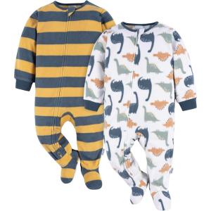 imageGerber girls 2pack Blanket SleeperDinos  Wide Stripe