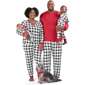 imageGerber unisexbaby Holiday Family Matching PajamasBlackRed Buffalo Check