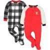 imageGerber Unisex Baby Toddler Flame Resistant Fleece Footed Holiday Pajamas 2PackSnowman
