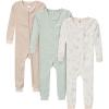 imageGerber Unisex Baby Unisexbaby 3pack Snug Fit Footless Onepiece Cotton PajamasBear
