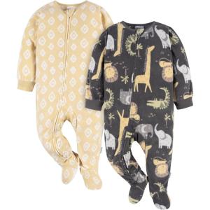 imageGerber Baby Flame Resistant Fleece Footed Pajamas 2packSafari