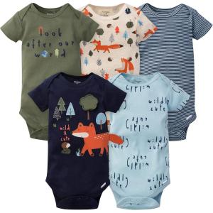 imageGerber babyboys 5pack Short Sleeve Variety Onesies BodysuitsBlue Fox