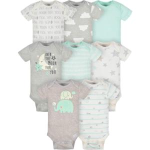 imageGerber unisexbaby 8pack Short Sleeve Onesies BodysuitsElephants